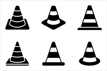 Construction cone icon set, vector illustration design. Tools collection. on white background. - obrazy, fototapety, plakaty