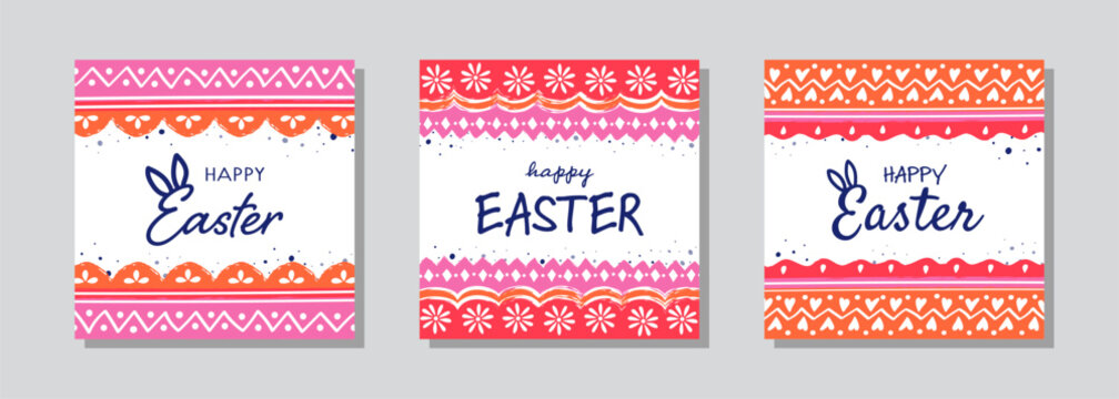 Colourful Easter egg pattern. Concept of Easter background with ornaments. Collection. Vector illustration