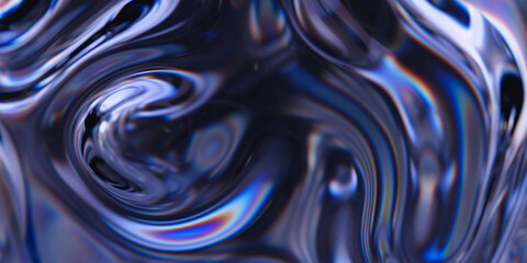 Glass surface with dispersion. Transparent fluid with refraction. Abstract background with ripples. 3d rendering - 768180521
