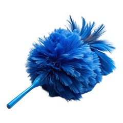 A blue feather duster. isolated on transparent background. - obrazy, fototapety, plakaty