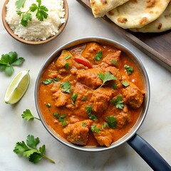 Chicken tikka masala with naan bread
