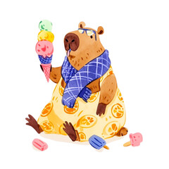 Capybara watercolor PNG