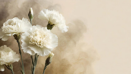 Tapeta w białe kwiaty, wzór kwiatowy, puste miejsce na tekst, kartka na życzenia	 - obrazy, fototapety, plakaty