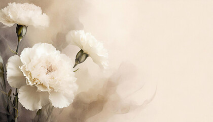 Tapeta w białe kwiaty, wzór kwiatowy, puste miejsce na tekst, kartka na życzenia	 - obrazy, fototapety, plakaty