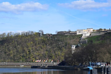 Naklejka premium Festung Ehrenbreitstein in Koblenz with Deutsches Eck