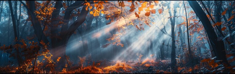 Obraz premium Dense Forest Filled With Leafy Trees