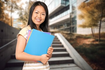 Young woman ready to study in university.