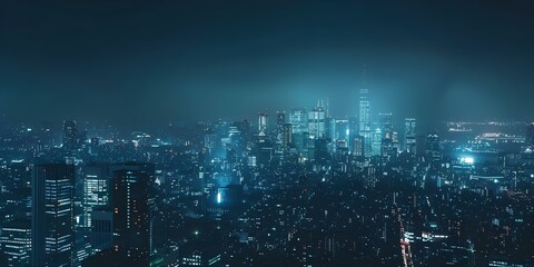 Enhancing Urban Landscapes with Digital Technology: A Nighttime Cityscape Illustrating Smart City Connectivity. Concept Urban Landscapes, Digital Technology, Smart City, Connectivity