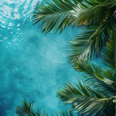 Fototapeta na wymiar Palm Tree Against Blue Water