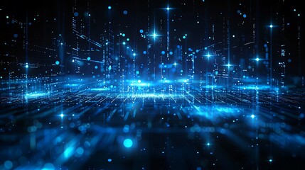 Obraz premium Abstract connected dots on bright blue background. Technology concept AI generated