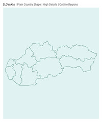 Slovakia plain country map. High Details. Outline Regions style. Shape of Slovakia. Vector illustration.