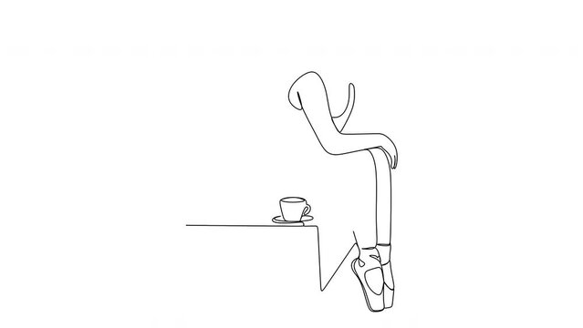 Continuous line drawing. Ballerina ballet dancer. Vector illustration