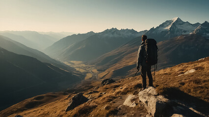 man standing on the mountain freedom