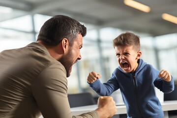 Family conflict. common mistakes in raising children and managing anger within the family dynamic - obrazy, fototapety, plakaty