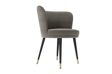 Modern and classic fabric chair with metallic gold legs isolated on white backgorund. Furniture...