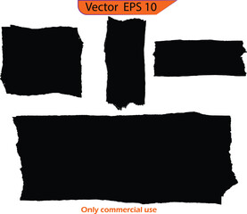 Black paint, text boxes. Vector paintbrush set. Grunge design elements. Original textures. 	