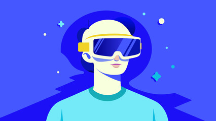 Immersive Adventure: A Vector Illustration of a Boy Exploring the Virtual World with VR Glasses”