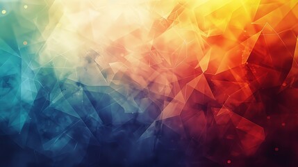 Abstract background with a geometric triangular pattern. The colors are blue, orange, and yellow. The background is white.