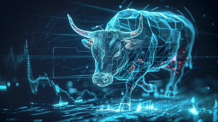 Bull market, trading, grafico, crypto , crypto bull
 - obrazy, fototapety, plakaty