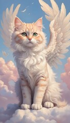 Fototapeta premium Cute Angel cat in the sky #2