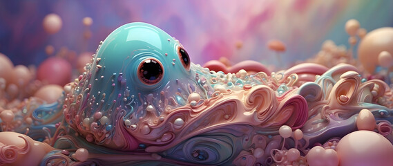 A regal amoeba blob creature. - obrazy, fototapety, plakaty