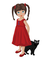 Halloween doll and black cat