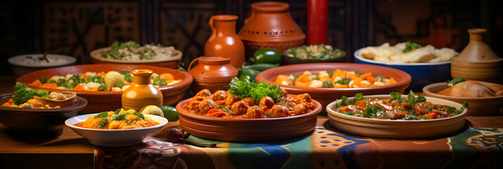 Lush Vibrancy and Gastronomic Delights in Traditional Algerian (DZ) Cuisine - obrazy, fototapety, plakaty