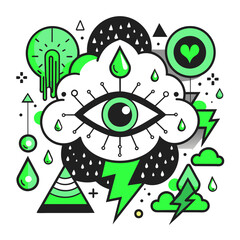 Storm of Secrets: Illuminati Eye in Thunder Cloud T-Shirt Designs