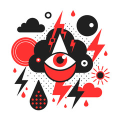 Storm of Secrets: Illuminati Eye in Thunder Cloud T-Shirt Designs