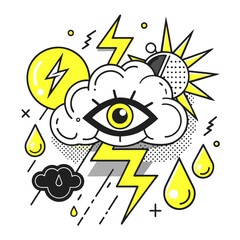 Storm of Secrets: Illuminati Eye in Thunder Cloud T-Shirt Designs