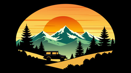 Epic Road trip Adventures: Mountain Travel Car T-Shirt Designs