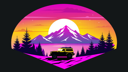 Epic Road trip Adventures: Mountain Travel Car T-Shirt Designs