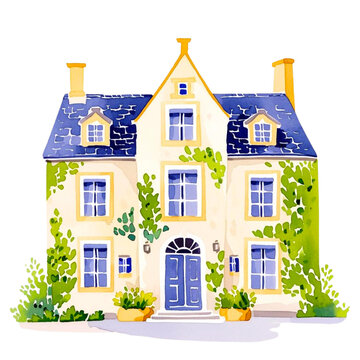 Watercolor house illustration for kids PNG