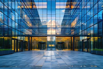 Deurstickers Mirror facade of a modern business center © Michael