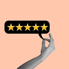 Contemporary collage of five stars rating