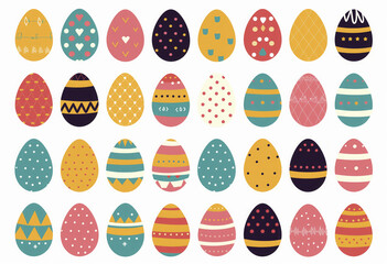 Set of easter eggs flat design colorful illustration on white background