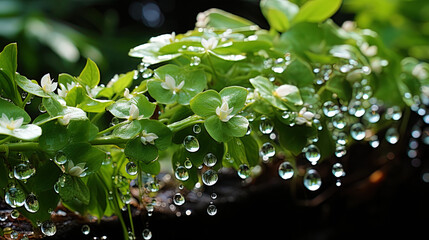 A sparkling cascade framed by green forests, like a pearl decorating a silver thread of li - obrazy, fototapety, plakaty