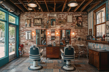 Barbershop interior in retro style