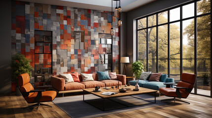 A variety of shades of bricks that create a feeling of movement and liveliness on the wall, lik