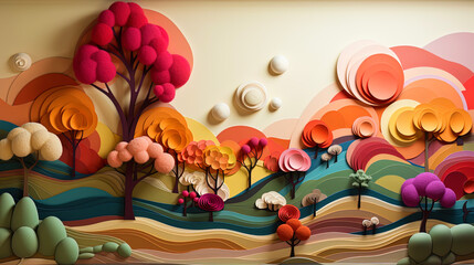 A variety of shades on the wall, like a landscape of changing seasons, reflected in funny colors