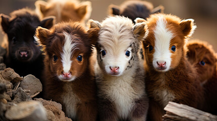 Fototapeta premium Charming, dark brown eyes of ponies full of affection and kindn