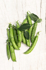 Pods of ripe green peas