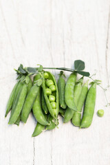 Pods of ripe green peas