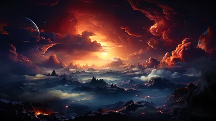 Fotobehang Hismless cosmic clouds, like the habitat of heavenly creatures and cosmic monster © JVLMediaUHD