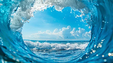 Gordijnen  buraco na água com câmera de ação, vista do céu azul © Alexandre