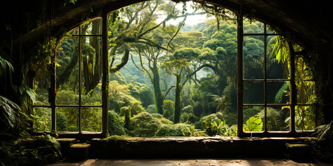 Outlandish forms and textures of vegetation in the jungle, like picturesque paintings in the - obrazy, fototapety, plakaty