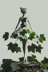 Figurine of a Ballerina in a dress made of Leaves