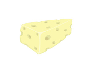 vector design of a food called cheese which is usually made from light yellow milk and there appear to be small holes in the cheese