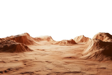 Martian landscape isolated on transparent background. Barren desert surface of red planet