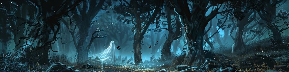ghost in the forest. - obrazy, fototapety, plakaty